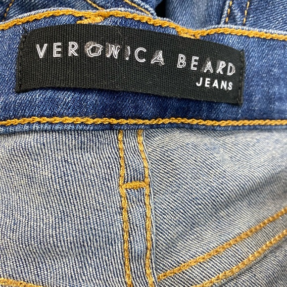 Veronica Beard Dark Blue Flare Jeans in Nantucket Sea color - Picture 3 of 6